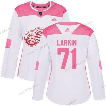 Adidas Dam Detroit Red Wings #71 Dylan Larkin Vit Rosa Autentisk Stitched NHL Tröjor