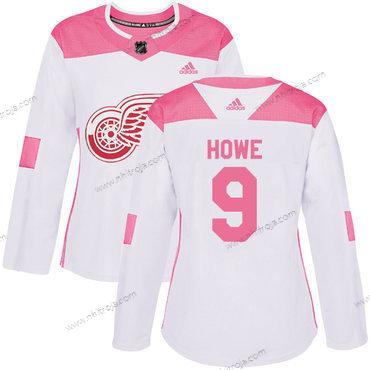 Adidas Dam Detroit Red Wings #9 Gordie Howe Vit Rosa Autentisk Stitched NHL Tröjor