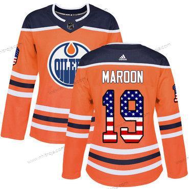 Adidas Dam Edmonton Oilers #19 Patrick Maroon Orange Autentisk USA Flag Stitched NHL Hemma Tröjor