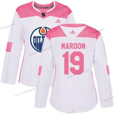 Adidas Dam Edmonton Oilers #19 Patrick Maroon Vit Rosa Autentisk Stitched NHL Tröjor