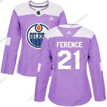 Adidas Dam Edmonton Oilers #21 Andrew Ference Lila Autentisk Bekämpar cancer Stitched NHL Tröjor