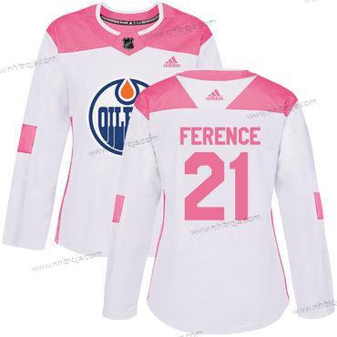 Adidas Dam Edmonton Oilers #21 Andrew Ference Vit Rosa Autentisk Stitched NHL Tröjor