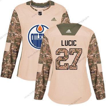 Adidas Dam Edmonton Oilers #27 Milan Lucic Camo Autentisk 2017 Veterans Day Stitched NHL Tröjor