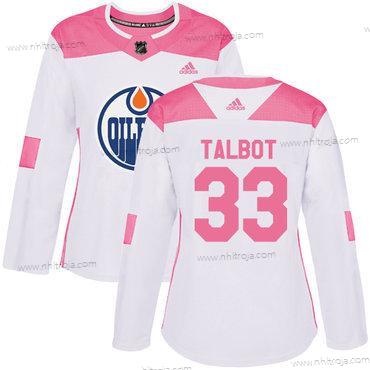 Adidas Dam Edmonton Oilers #33 Cam Talbot Vit Rosa Autentisk Stitched NHL Tröjor