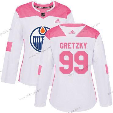 Adidas Dam Edmonton Oilers #99 Wayne Gretzky Vit Rosa Autentisk Stitched NHL Tröjor