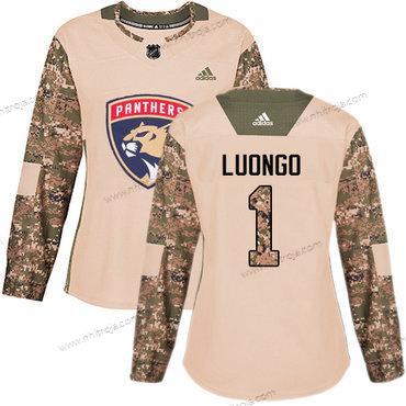 Adidas Dam Florida Panthers #1 Roberto Luongo Camo Autentisk 2017 Veterans Day Stitched NHL Tröjor