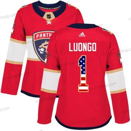 Adidas Dam Florida Panthers #1 Roberto Luongo Röd Autentisk USA Flag Stitched NHL Hemma Tröjor