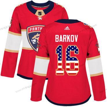 Adidas Dam Florida Panthers #16 Aleksander Barkov Röd Autentisk USA Flag Stitched NHL Hemma Tröjor