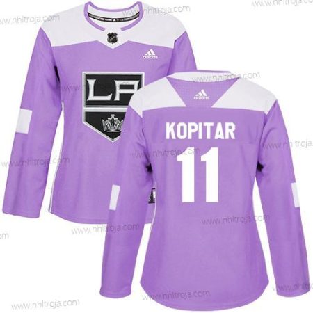 Adidas Dam Los Angeles Kings #11 Anze Kopitar Lila Autentisk Bekämpar cancer Stitched NHL Tröjor