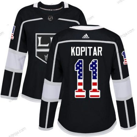 Adidas Dam Los Angeles Kings #11 Anze Kopitar Svart Autentisk USA Flag Stitched NHL Hemma Tröjor