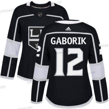 Adidas Dam Los Angeles Kings #12 Marian Gaborik Svart Autentisk Stitched NHL Hemma Tröjor