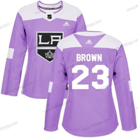 Adidas Dam Los Angeles Kings #23 Dustin Brown Lila Autentisk Bekämpar cancer Stitched NHL Tröjor