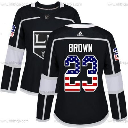 Adidas Dam Los Angeles Kings #23 Dustin Brown Svart Autentisk USA Flag Stitched NHL Hemma Tröjor