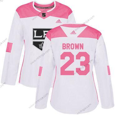 Adidas Dam Los Angeles Kings #23 Dustin Brown Vit Rosa Autentisk Stitched NHL Tröjor