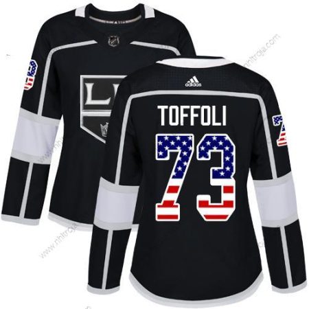 Adidas Dam Los Angeles Kings #73 Tyler Toffoli Svart Autentisk USA Flag Stitched NHL Hemma Tröjor