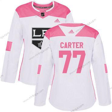 Adidas Dam Los Angeles Kings #77 Jeff Carter Vit Rosa Autentisk Stitched NHL Tröjor