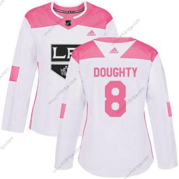 Adidas Dam Los Angeles Kings #8 Drew Doughty Vit Rosa Autentisk Stitched NHL Tröjor