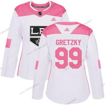 Adidas Dam Los Angeles Kings #99 Wayne Gretzky Vit Rosa Autentisk Stitched NHL Tröjor