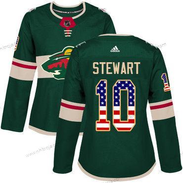 Adidas Dam Minnesota Wild #10 Chris Stewart Grön Autentisk USA Flag Stitched NHL Hemma Tröjor