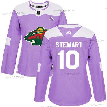 Adidas Dam Minnesota Wild #10 Chris Stewart Lila Autentisk Bekämpar cancer Stitched NHL Tröjor