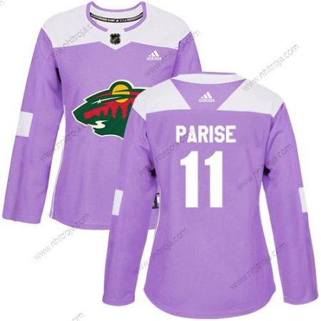 Adidas Dam Minnesota Wild #11 Zach Parise Lila Autentisk Bekämpar cancer Stitched NHL Tröjor