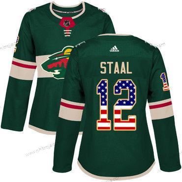 Adidas Dam Minnesota Wild #12 Eric Staal Grön Autentisk USA Flag Stitched NHL Hemma Tröjor