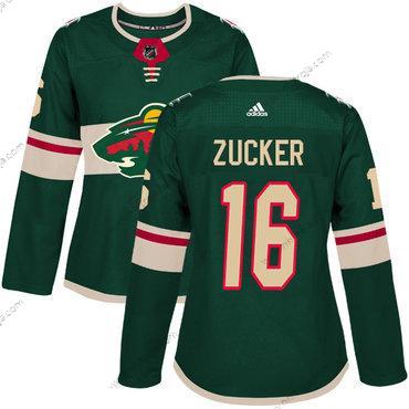 Adidas Dam Minnesota Wild #16 Jason Zucker Grön Autentisk Stitched NHL Hemma Tröjor