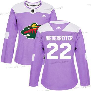 Adidas Dam Minnesota Wild #22 Nino Niederreiter Lila Autentisk Bekämpar cancer Stitched NHL Tröjor