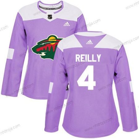 Adidas Dam Minnesota Wild #4 Mike Reilly Lila Autentisk Bekämpar cancer Stitched NHL Tröjor