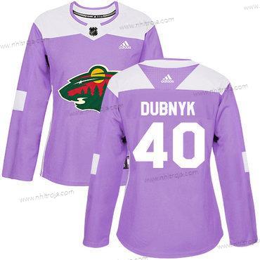 Adidas Dam Minnesota Wild #40 Devan Dubnyk Lila Autentisk Bekämpar cancer Stitched NHL Tröjor