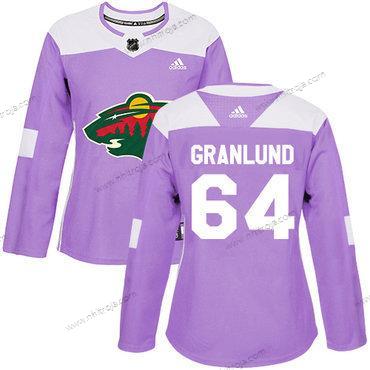 Adidas Dam Minnesota Wild #64 Mikael Granlund Lila Autentisk Bekämpar cancer Stitched NHL Tröjor