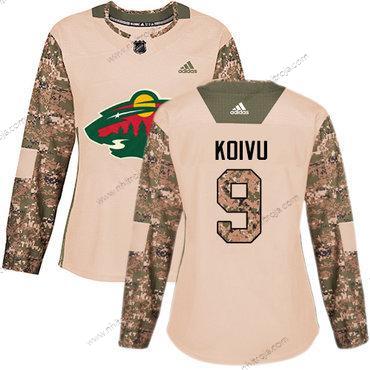 Adidas Dam Minnesota Wild #9 Mikko Koivu Camo Autentisk 2017 Veterans Day Stitched NHL Tröjor