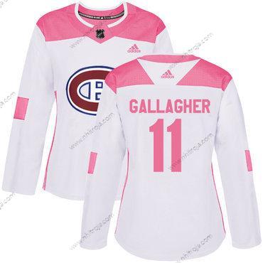 Adidas Dam Montreal Canadiens #11 Brendan Gallagher Vit Rosa Autentisk Stitched NHL Tröjor