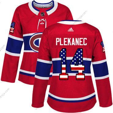 Adidas Dam Montreal Canadiens #14 Tomas Plekanec Röd Autentisk USA Flag Stitched NHL Hemma Tröjor