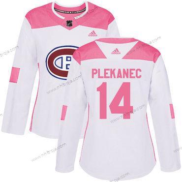 Adidas Dam Montreal Canadiens #14 Tomas Plekanec Vit Rosa Autentisk Stitched NHL Tröjor