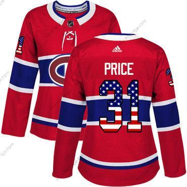 Adidas Dam Montreal Canadiens #31 Carey Price Röd Autentisk USA Flag Stitched NHL Hemma Tröjor