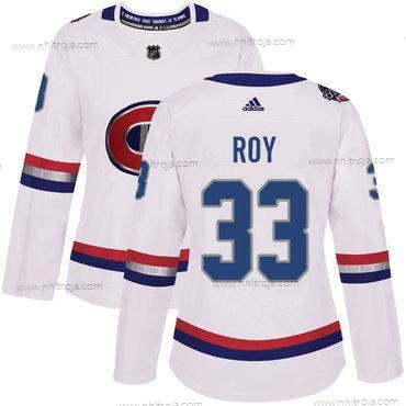 Adidas Dam Montreal Canadiens #33 Patrick Roy Vit Autentisk 2017 100 Klassisk Stitched NHL Tröjor