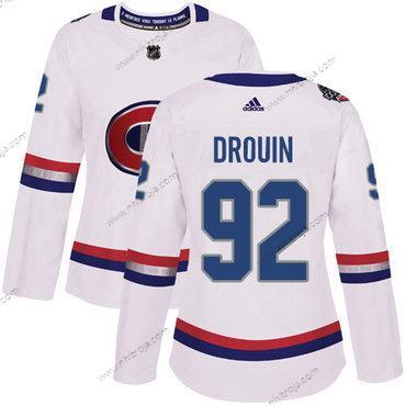 Adidas Dam Montreal Canadiens #92 Jonathan Drouin Vit Autentisk 2017 100 Klassisk Stitched NHL Tröjor