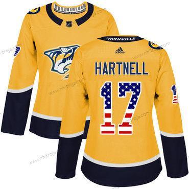 Adidas Dam Nashville Predators #17 Scott Hartnell Gul Autentisk USA Flag Stitched NHL Hemma Tröjor