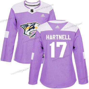 Adidas Dam Nashville Predators #17 Scott Hartnell Lila Autentisk Bekämpar cancer Stitched NHL Tröjor