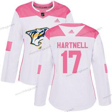 Adidas Dam Nashville Predators #17 Scott Hartnell Vit Rosa Autentisk Stitched NHL Tröjor