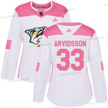 Adidas Dam Nashville Predators #33 Viktor Arvidsson Vit Rosa Autentisk Stitched NHL Tröjor