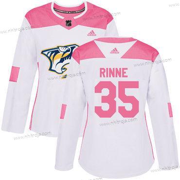 Adidas Dam Nashville Predators #35 Pekka Rinne Vit Rosa Autentisk Stitched NHL Tröjor