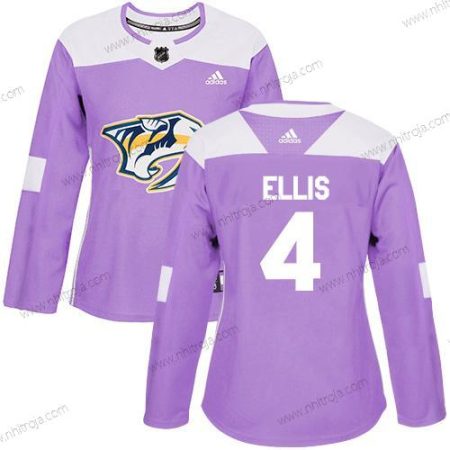 Adidas Dam Nashville Predators #4 Ryan Ellis Lila Autentisk Bekämpar cancer Stitched NHL Tröjor