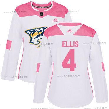 Adidas Dam Nashville Predators #4 Ryan Ellis Vit Rosa Autentisk Stitched NHL Tröjor