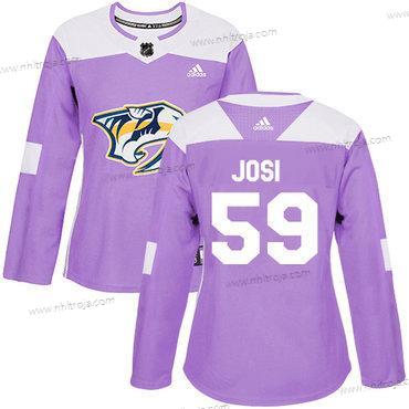 Adidas Dam Nashville Predators #59 Roman Josi Lila Autentisk Bekämpar cancer Stitched NHL Tröjor