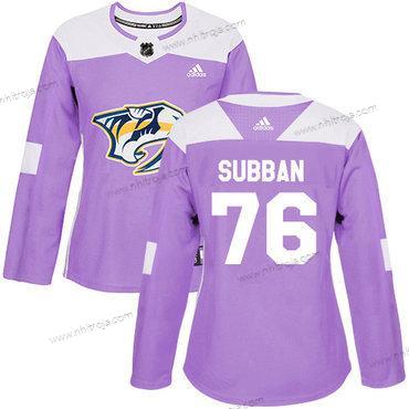 Adidas Dam Nashville Predators #76 P.K Subban Lila Autentisk Bekämpar cancer Stitched NHL Tröjor