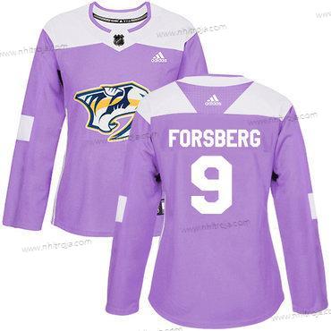 Adidas Dam Nashville Predators #9 Filip Forsberg Lila Autentisk Bekämpar cancer Stitched NHL Tröjor