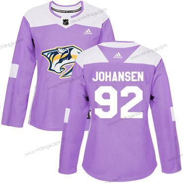 Adidas Dam Nashville Predators #92 Ryan Johansen Lila Autentisk Bekämpar cancer Stitched NHL Tröjor