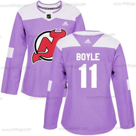 Adidas Dam New Jersey Devils #11 Brian Boyle Lila Autentisk Bekämpar cancer Stitched NHL Tröjor